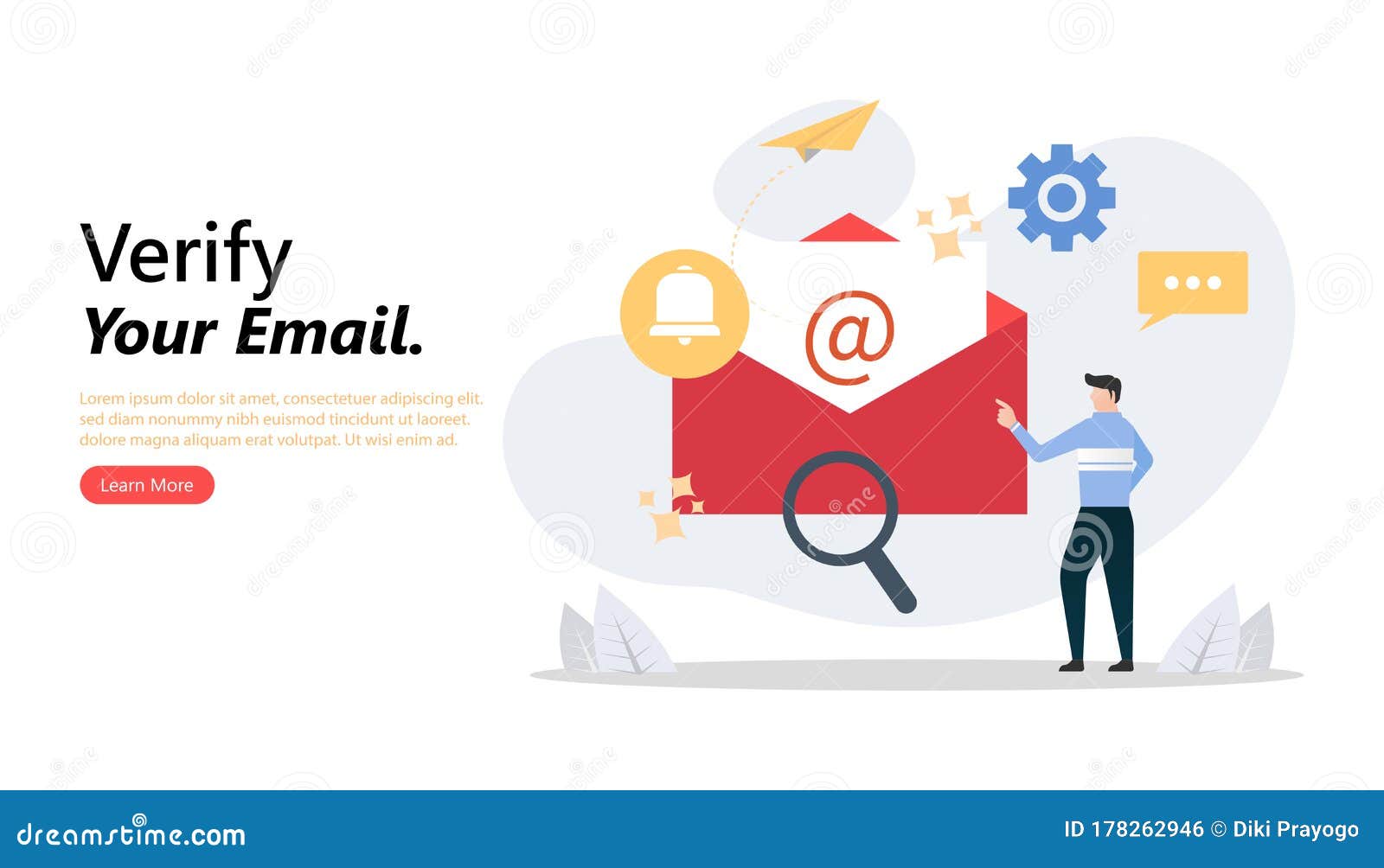 Man Checking Mail Concept. Business Man Vector Illustration. Working Process, New Email Message