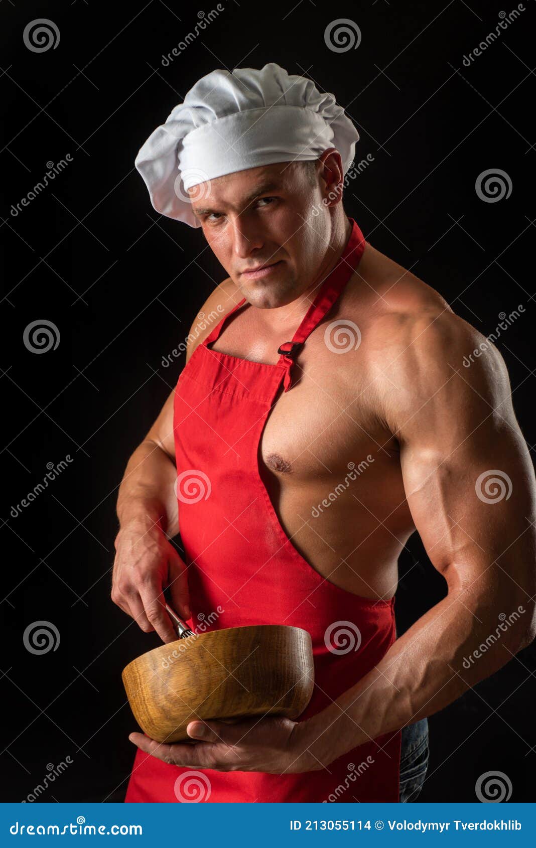 Man Chef At Kitchen With Pestle And Mortar Cuisine Guy Cooking 