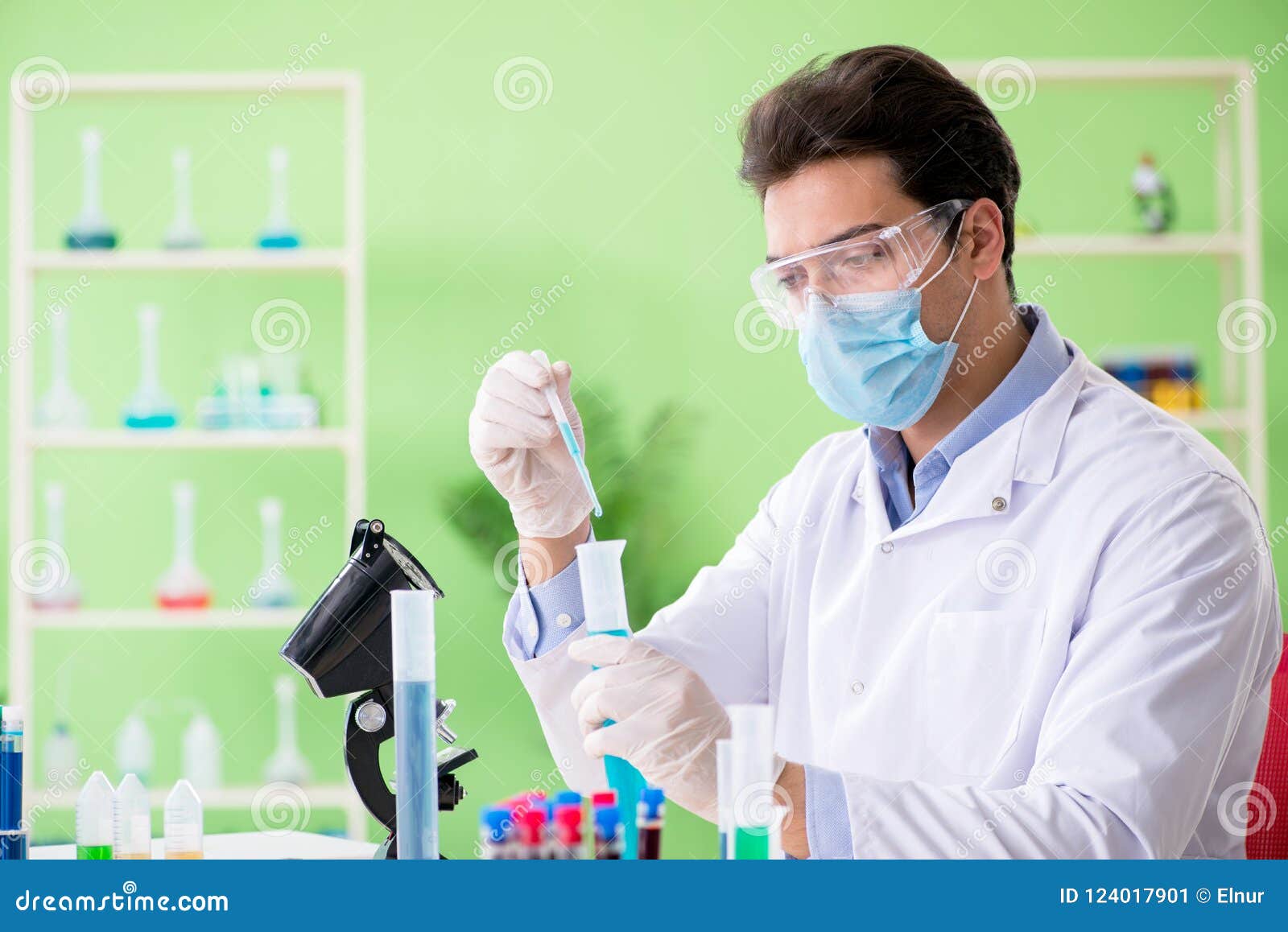 The Man Chemist Working in the Lab Stock Image Image of microscope