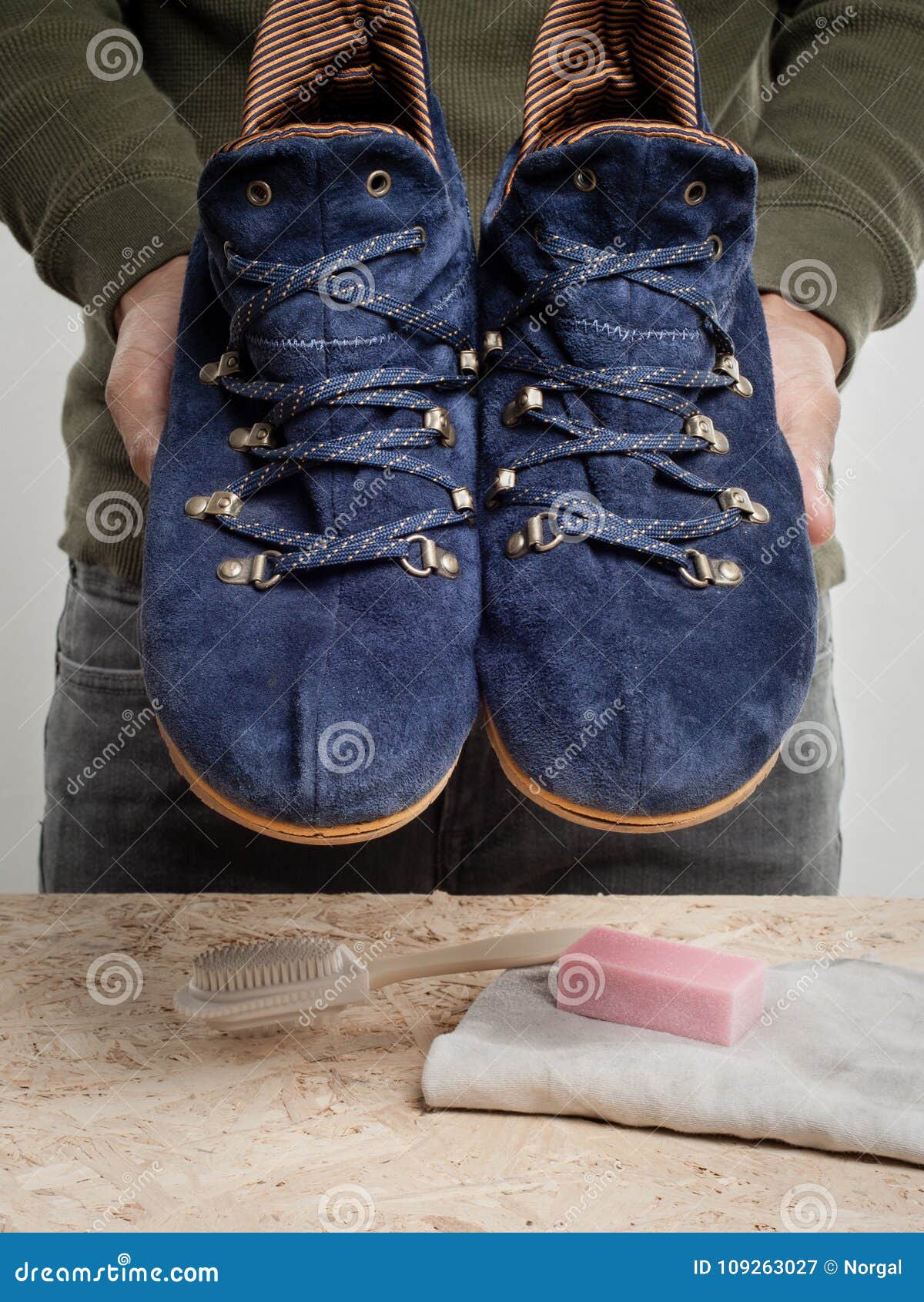 Cleaning suede shoes stock image. Image 