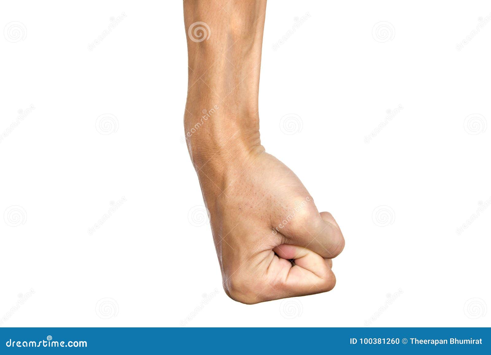 Man Clenched Fist To Punch Isolated on White Background. Hand Gesture Stock  Photo - Image of angry, human: 100381260