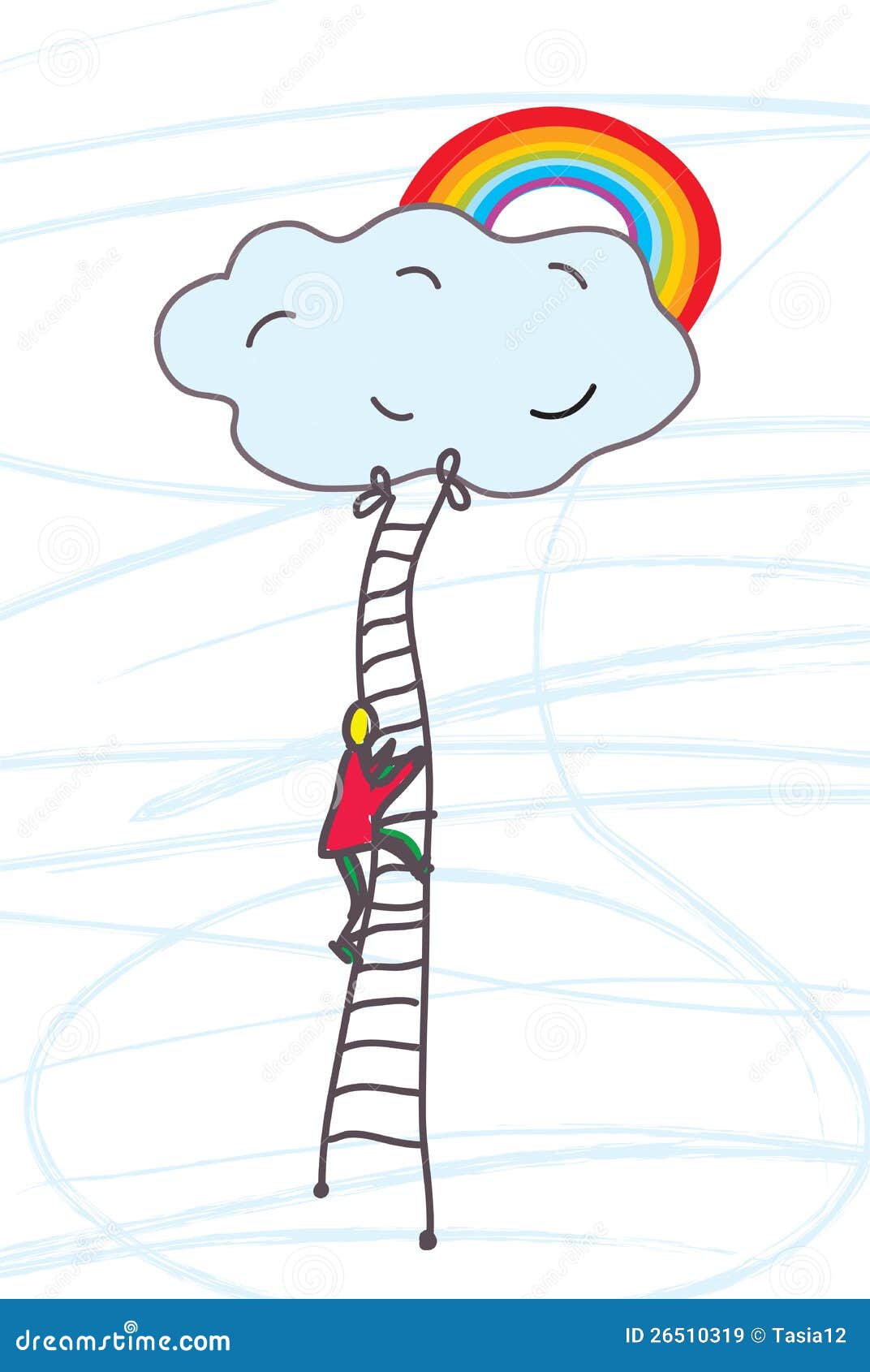 Man Climbing To Heaven with Dream Stock Vector Illustration of