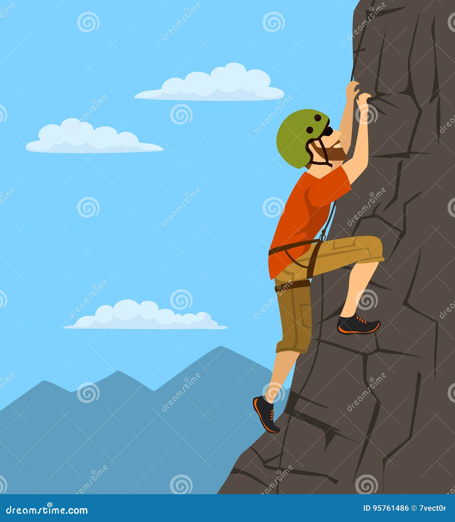 Man Climbing Up the Mountain Stock Vector - Illustration of peak, hang:  95761486