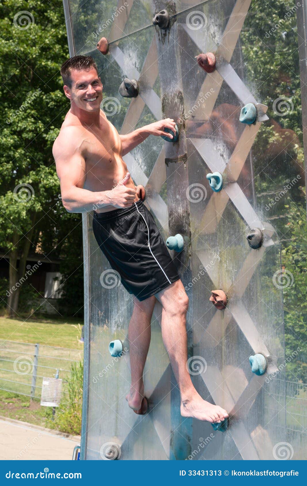 Man on climbing wall stock image. Image of climber, outdoor 33431313