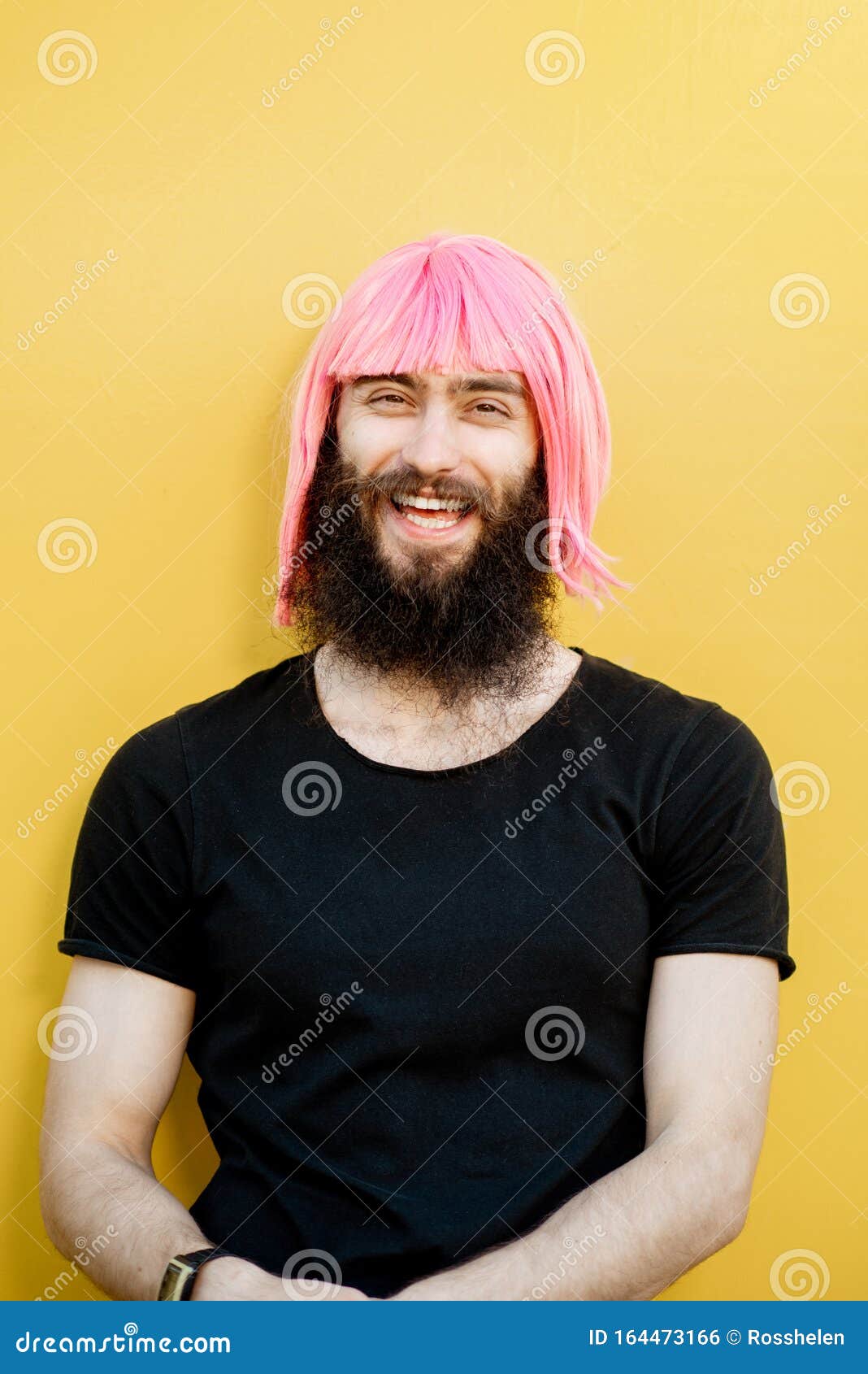 Man with Color Hair on the Yellow Background Stock Photo - Image of  colorful, funky: 164473166