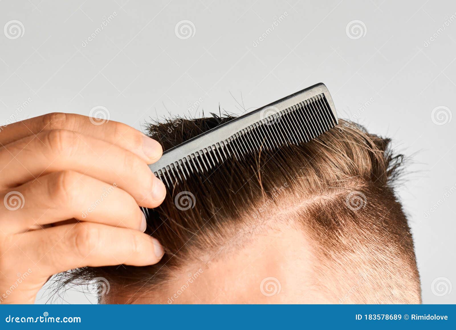 Man Combing His Clean Hair with Plastic Comb. Hair Styling at Home. Concept  of Hair Loss or or Dandruff Stock Image - Image of elegance, hairstylist:  183578689