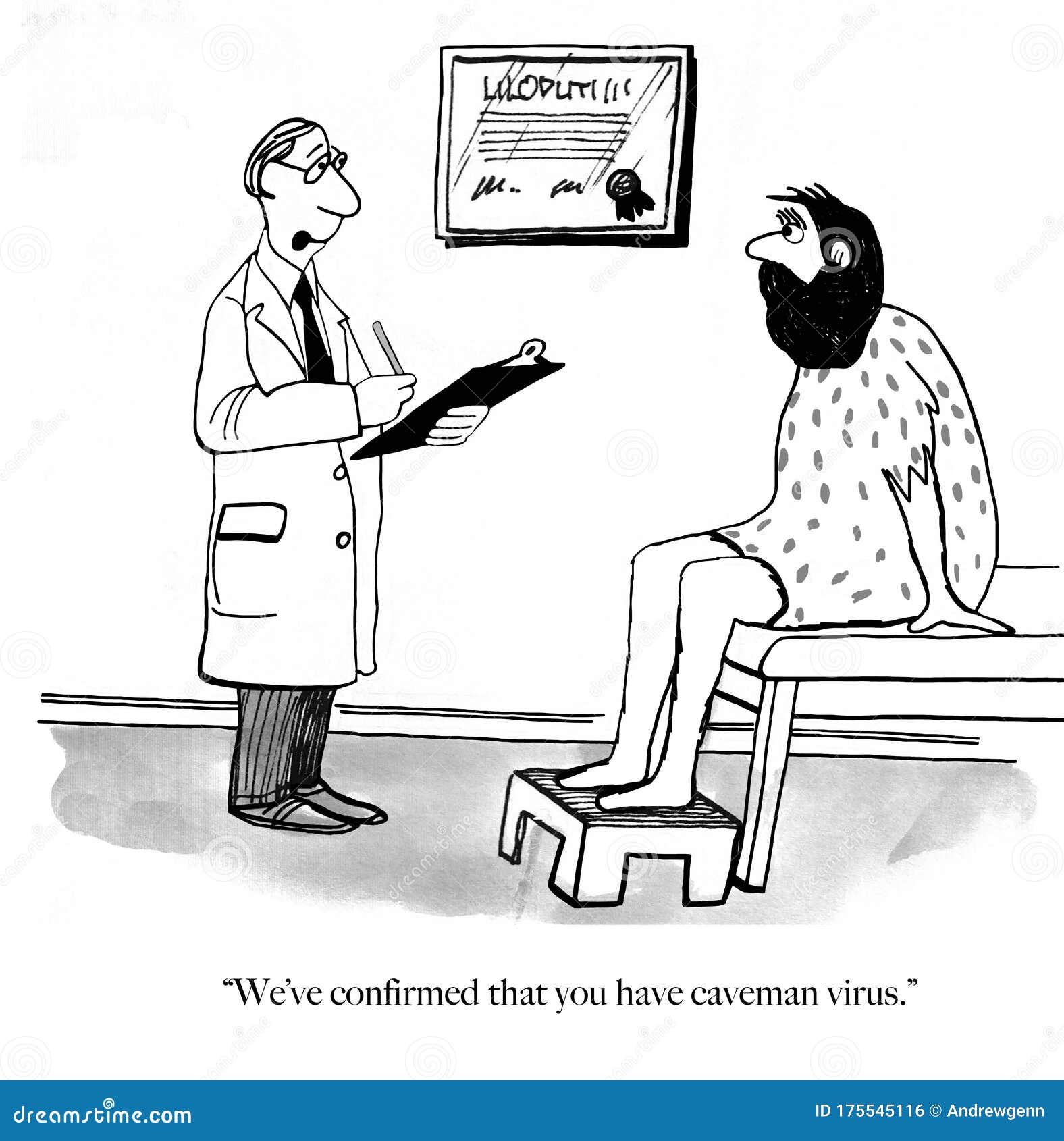 man-confirmed-to-have-caveman-virus-doctor-test-chart-informing-patient-who-looks-like-cavemman-does-175545116.jpg