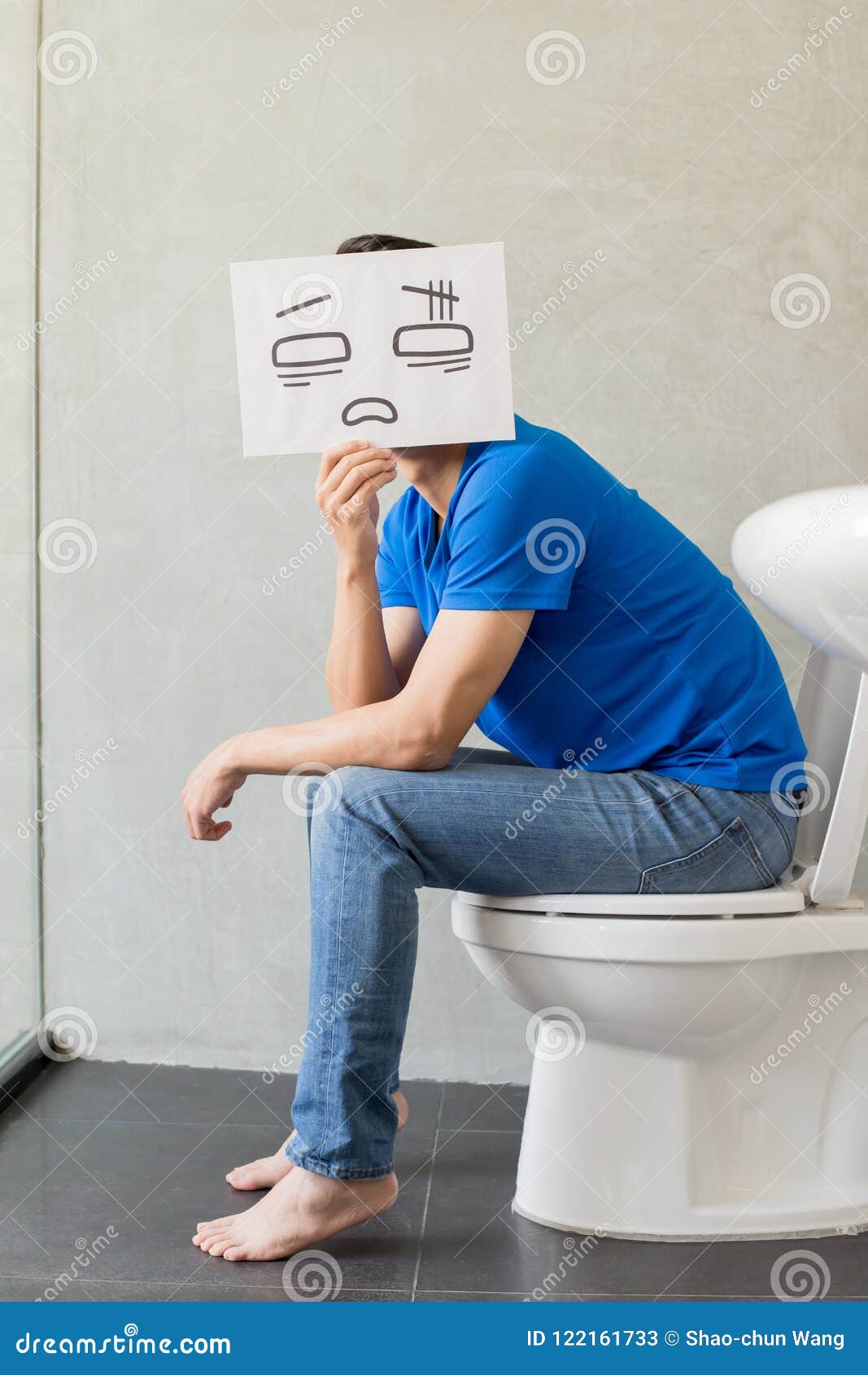 Man with Constipation on Toilet Stock Image Image of healthy