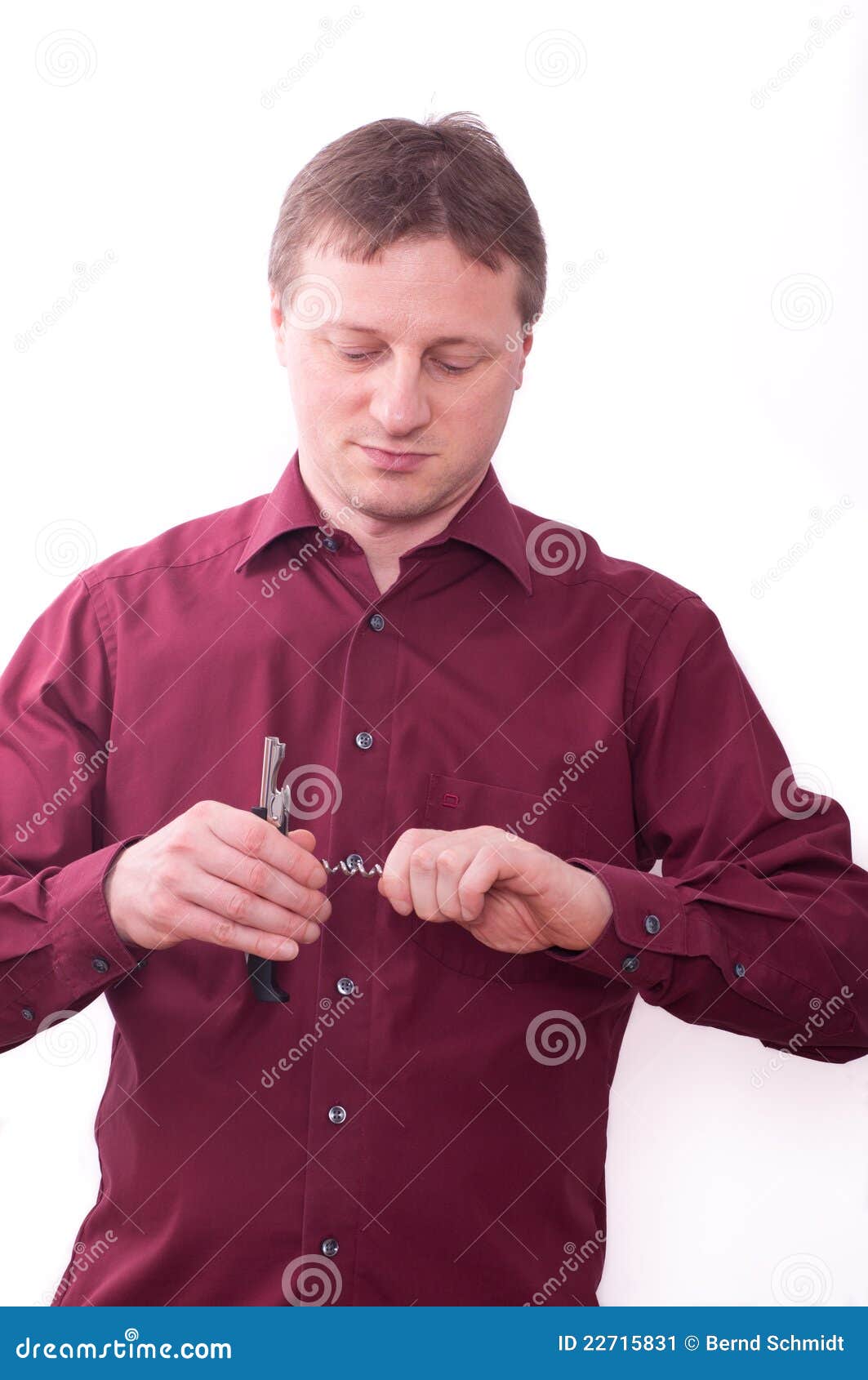 Man with corkscrew stock image. Image of hand, bordeaux 22715831