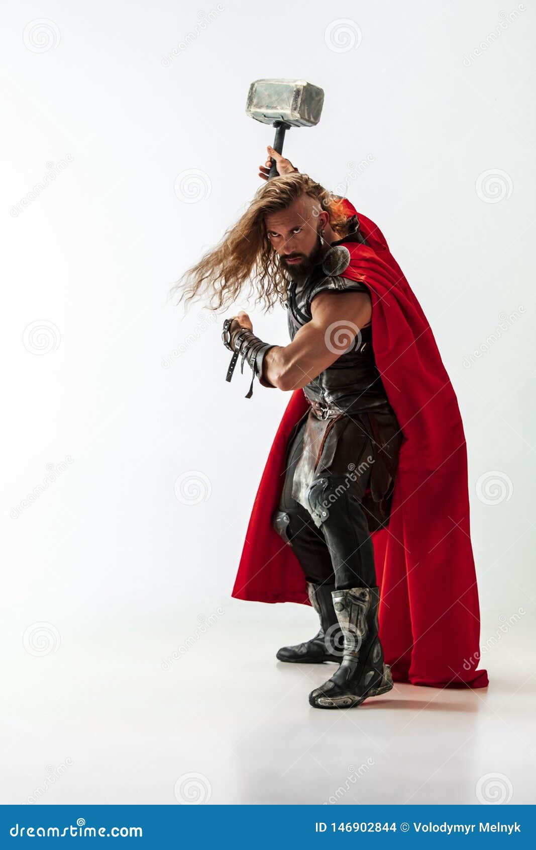 Man in Cosplaying Thor Isolated on White Studio Background Stock Photo -  Image of ragnarok, costume: 146902844