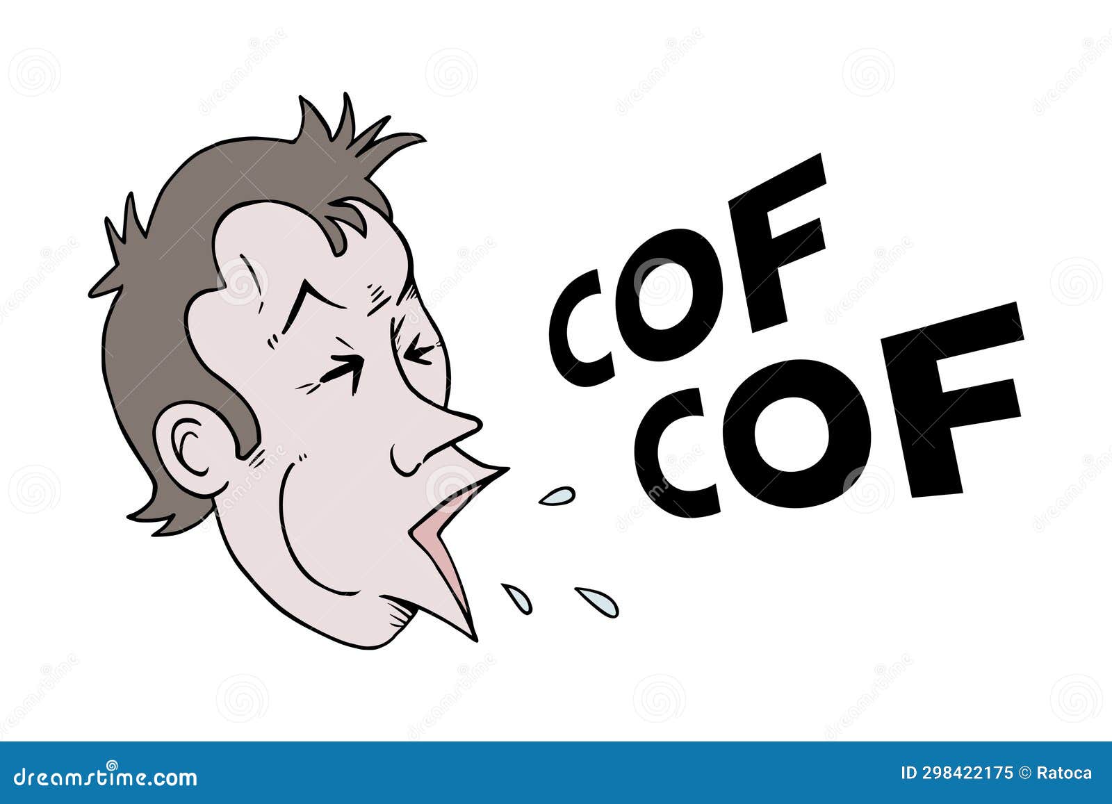 Man Coughing Draw, Onomatopoeia in Spanish Stock Vector Illustration