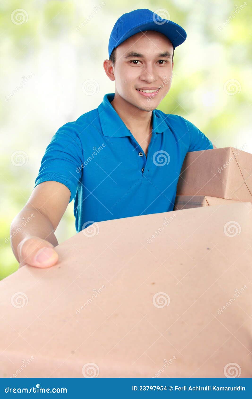 Man courier with packages stock photo. Image of occupation 23797954