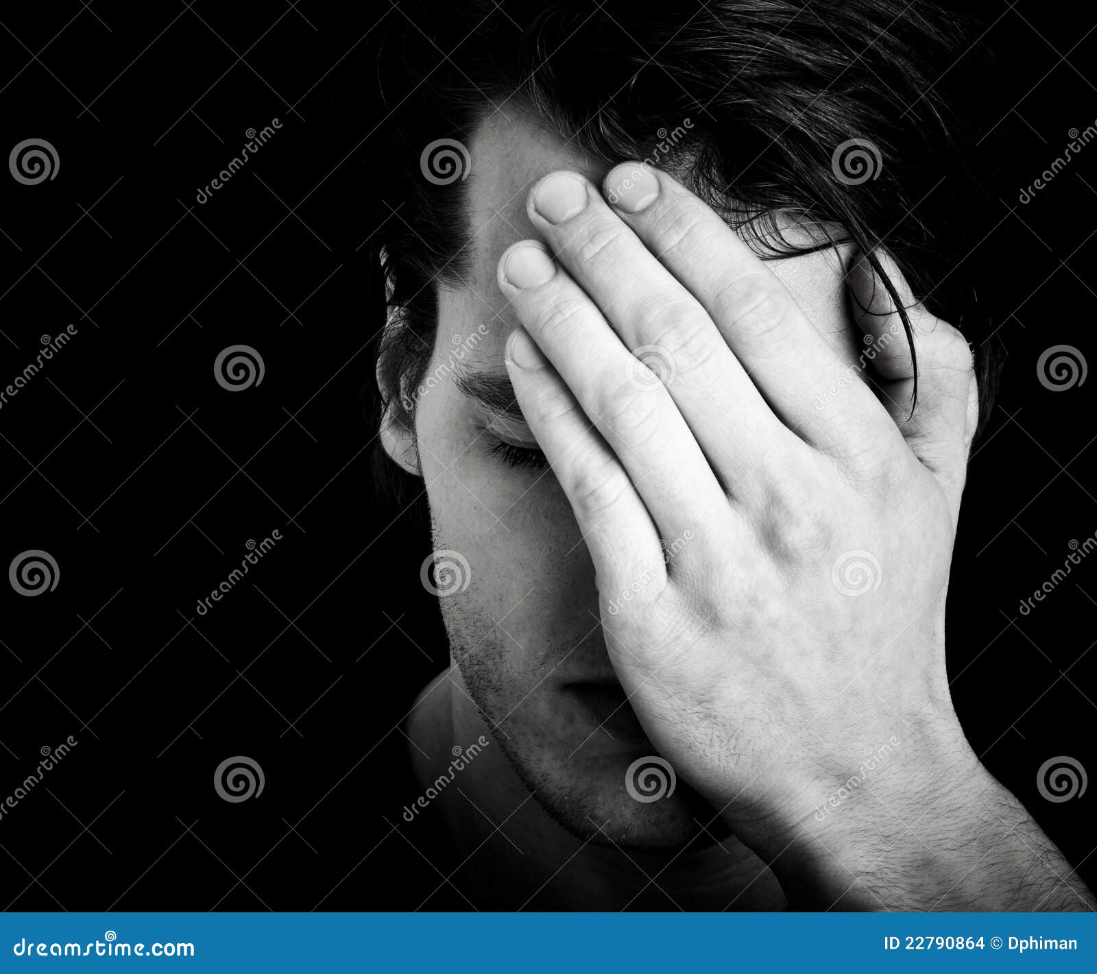 Man Covering Face  With Hand Stock Images Image 22790864
