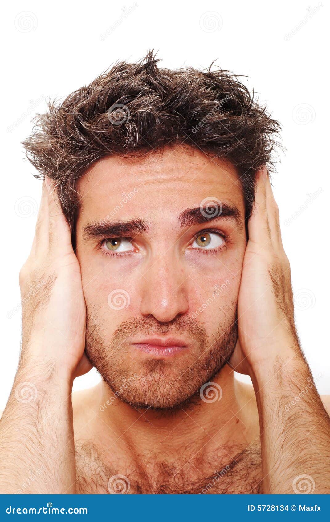 Man covering his ears stock photo. Image of isolated, emotion 5728134