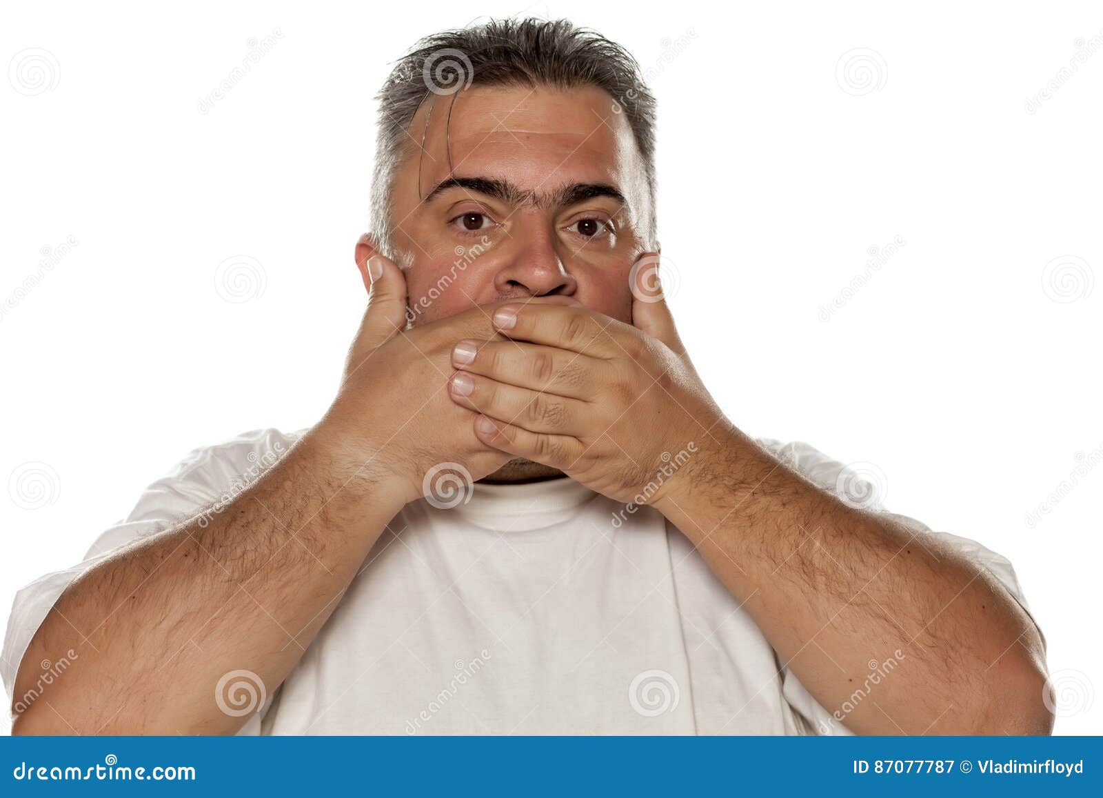 Man covering his mouth stock image. Image of face, closeup 87077787