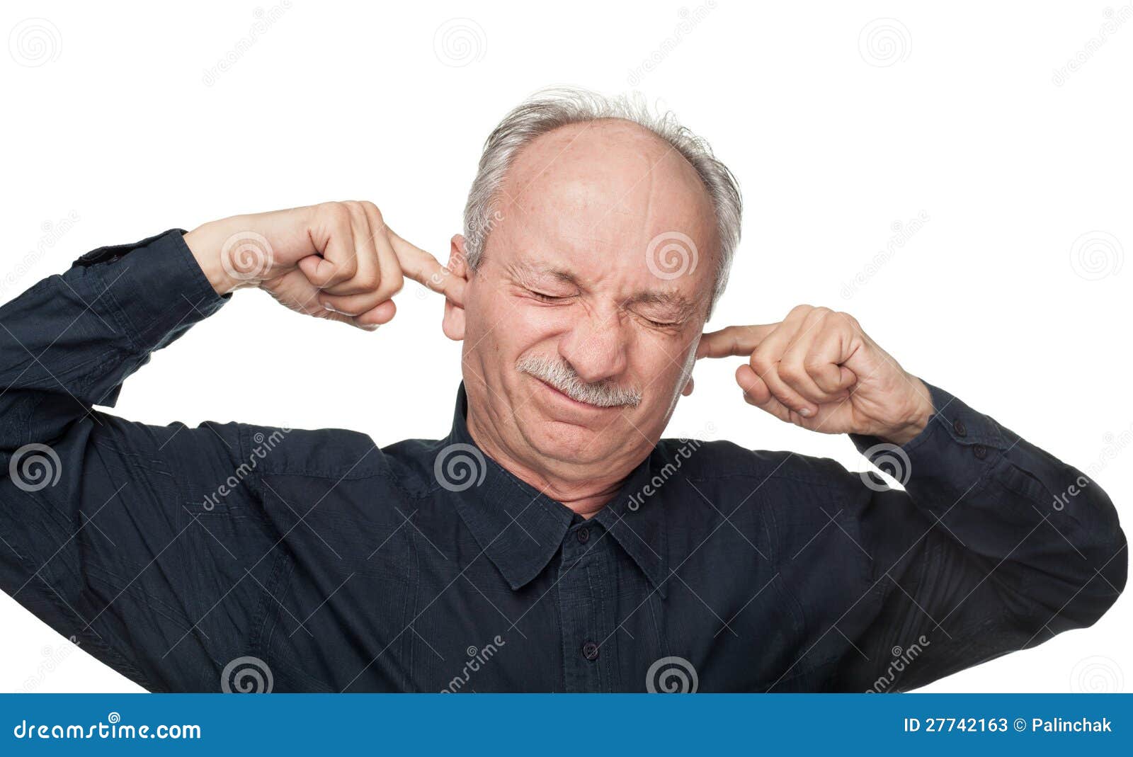 Man Covers His Ears with His Hands Stock Image Image of ears, male