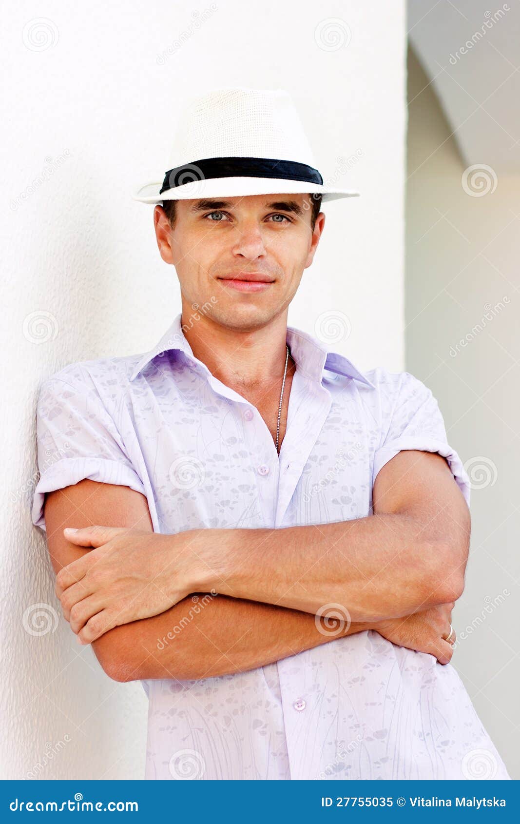 Man with Crossed Arms on His Chest Stock Image Image of mens, glance