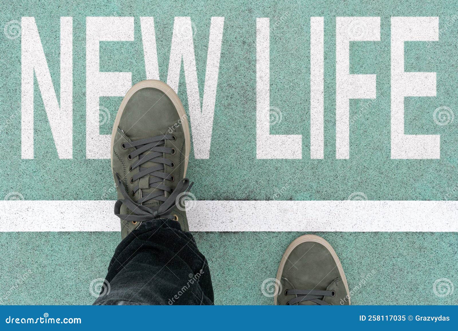 man crossing the line, starting new life