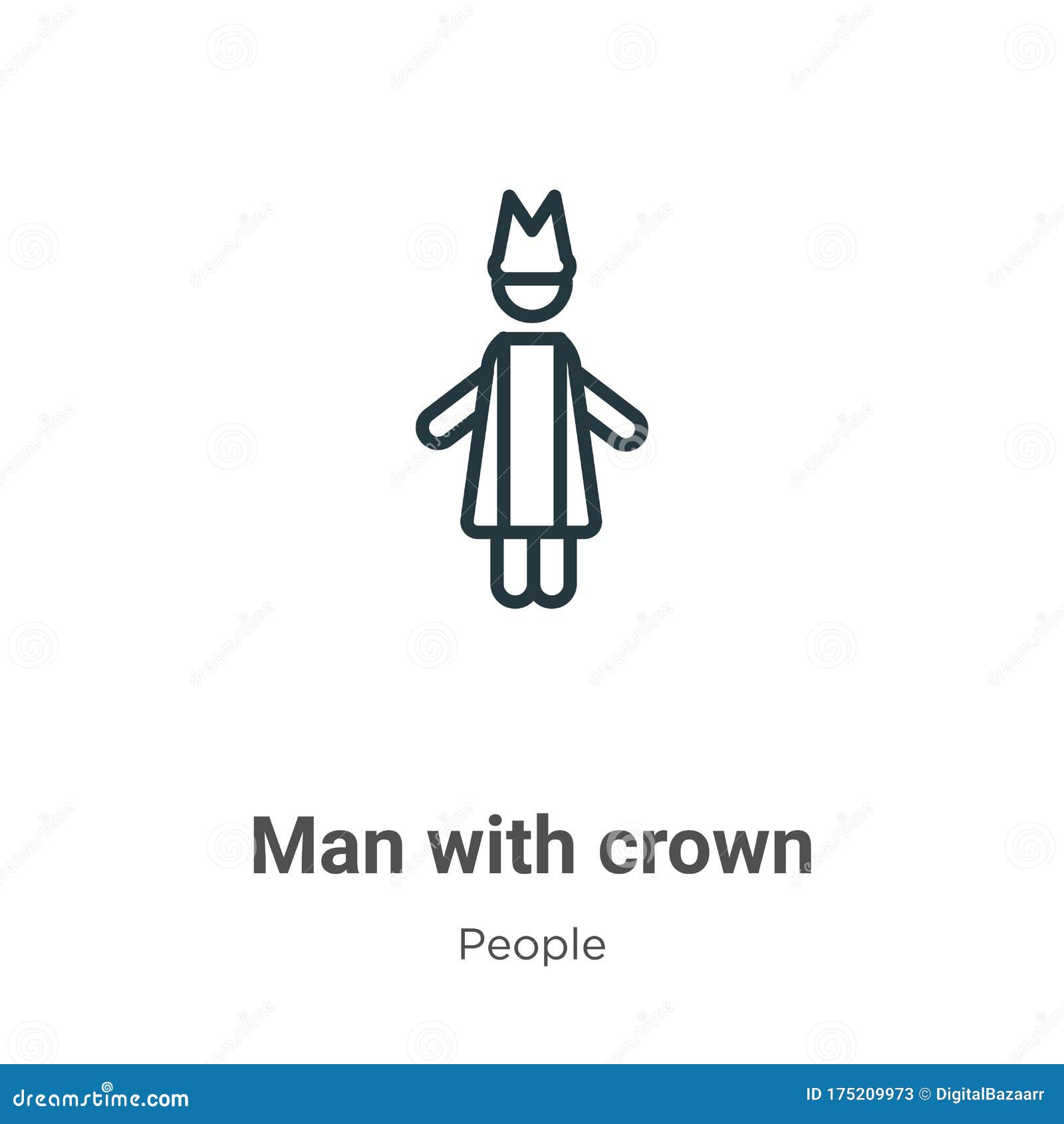 Download Man With Crown Outline Vector Icon. Thin Line Black Man ...