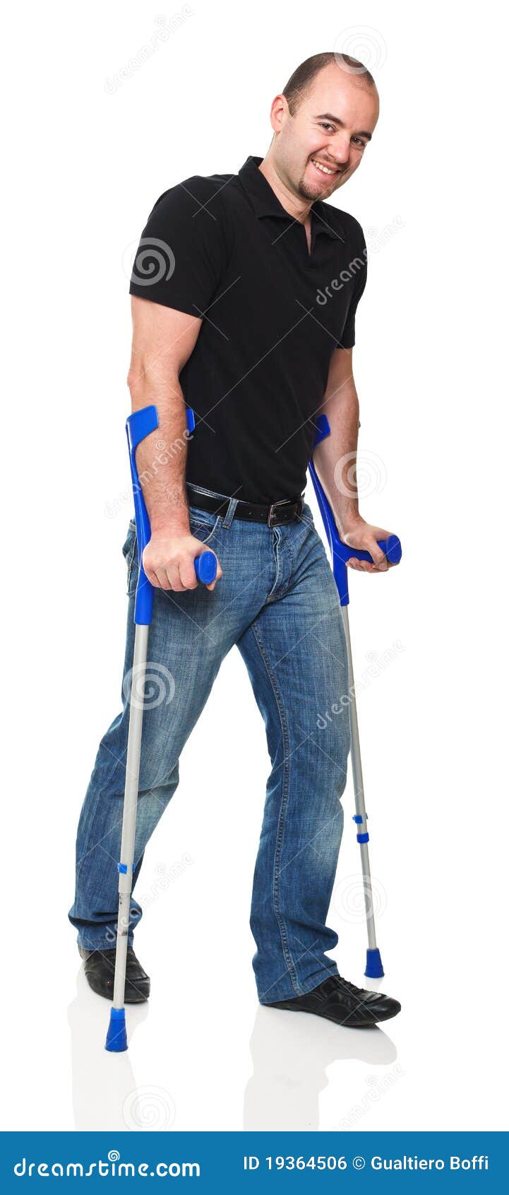 Man with crutch stock photo. Image of person, pain, care 19364506