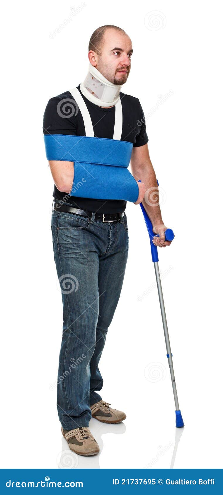Man with crutch stock image. Image of human, rehabilitation 21737695