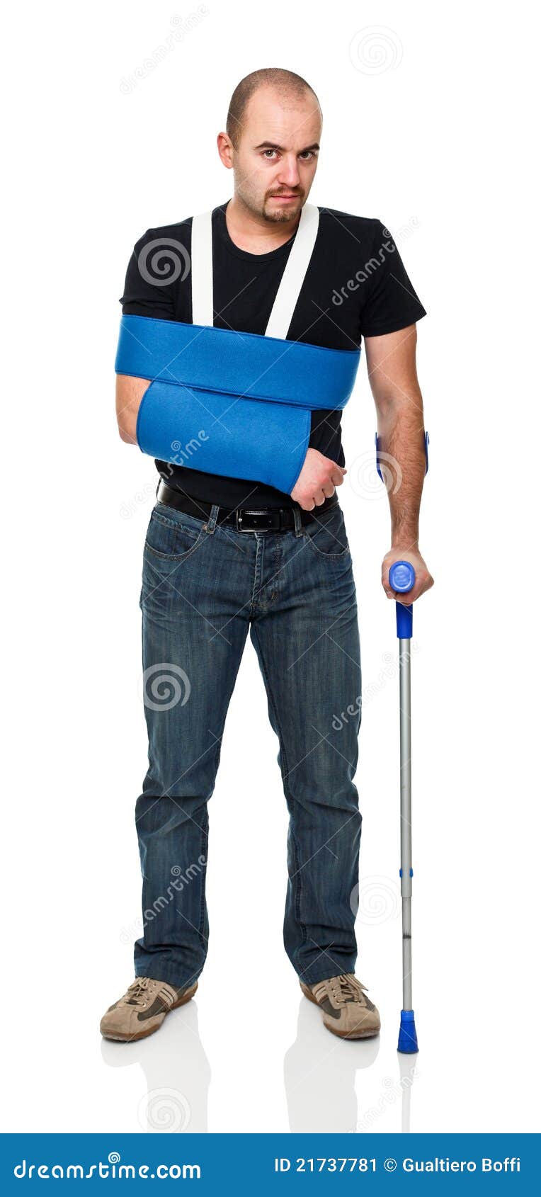 Man with crutch stock image. Image of treatmant, medicine 21737781