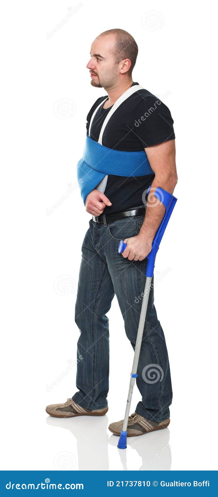 Man with crutch stock photo. Image of injury, treatmant 21737810