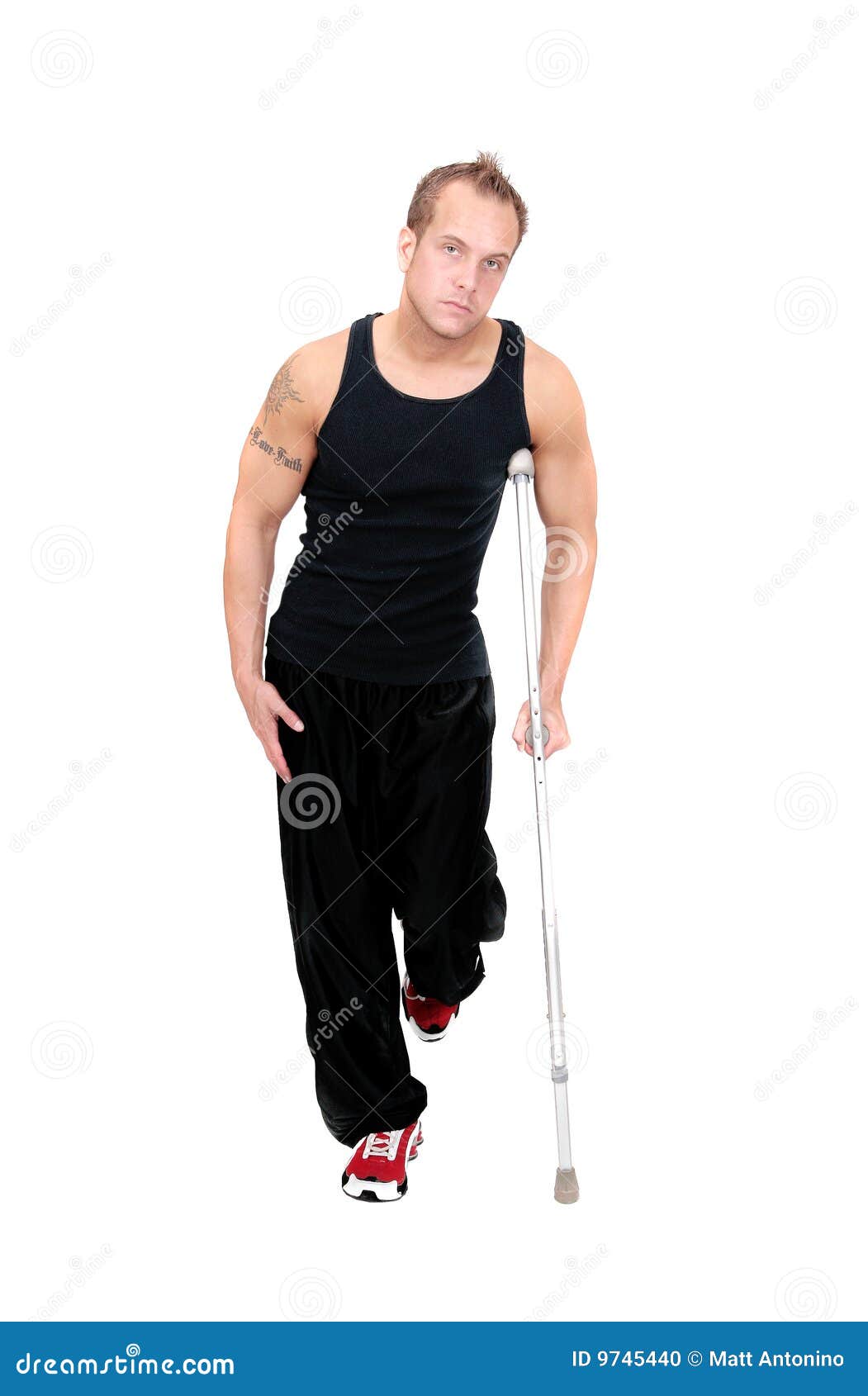 Man on crutches stock photo. Image of ankle, foot, male 9745440