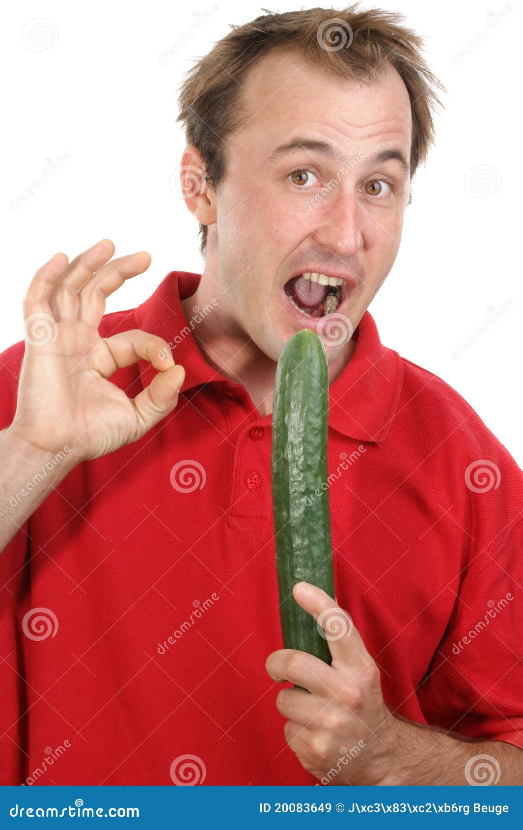 Man With A Cucumber In His Hand Stock Image Image Of Male Hand 20083649