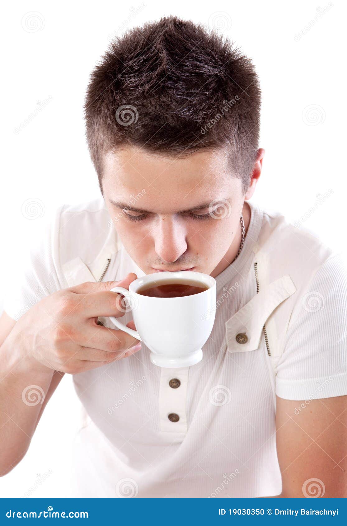 Man with cup of tea stock photo. Image of beverage, restful 19030350