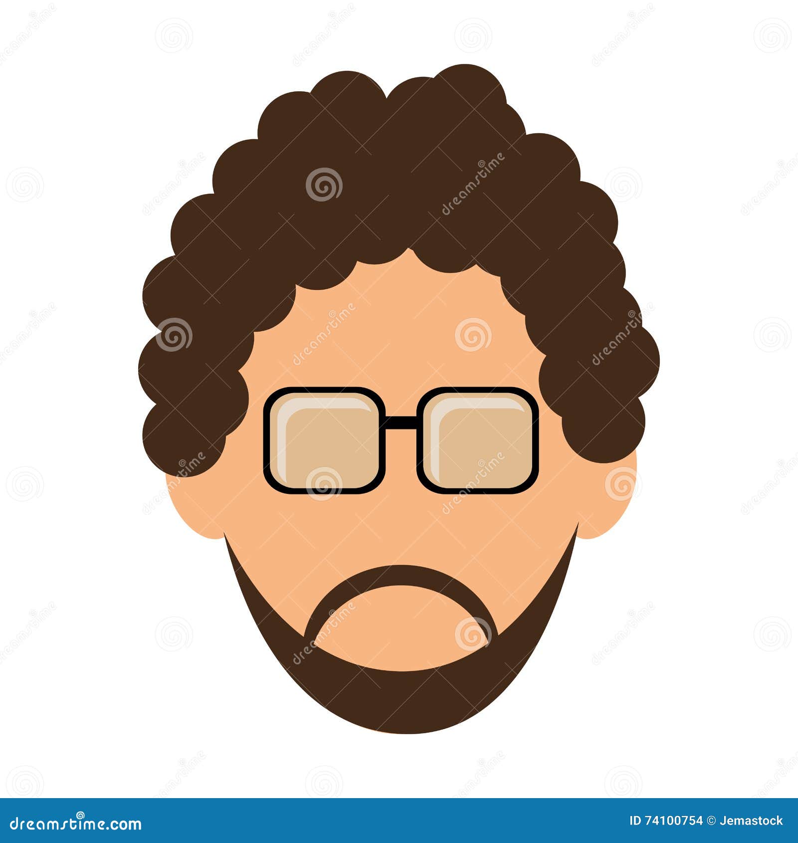 Man with Curly Hair and Beard Icon Stock Illustration - Illustration of  portrait, face: 74100754