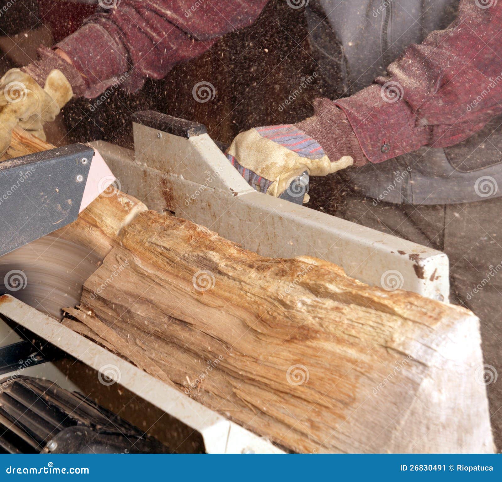 Man Cutting Firewood with Circular Saw Stock Image Image of health