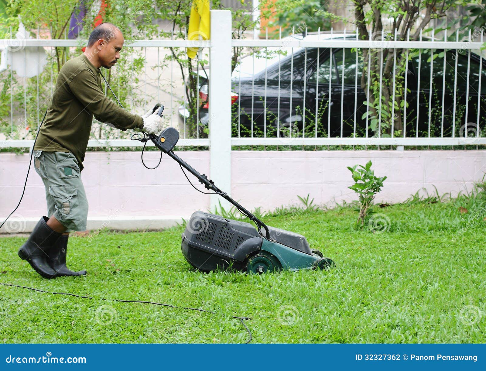 Man Cutting Grass. With Mower. Stock Photography Image 32327362