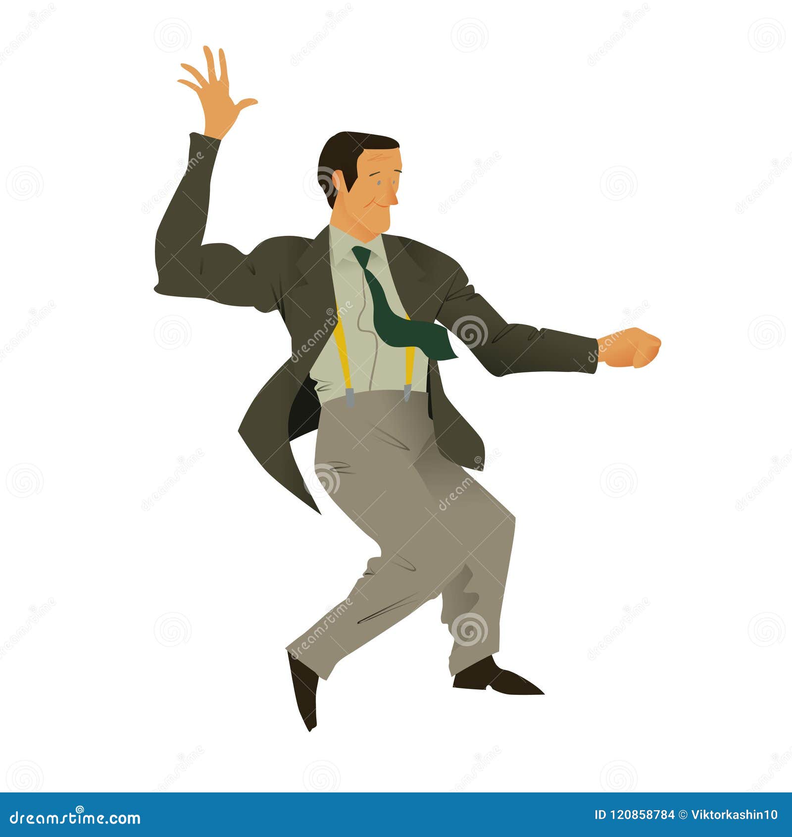 Revision Opsætning At forurene Man Dance Lindy Hop. Stylish Retro Man in Grey Trousers and Jacket, Green  Tie and Yellow Braces. Flat Vector Illustration. Stock Vector -  Illustration of people, pants: 120858784