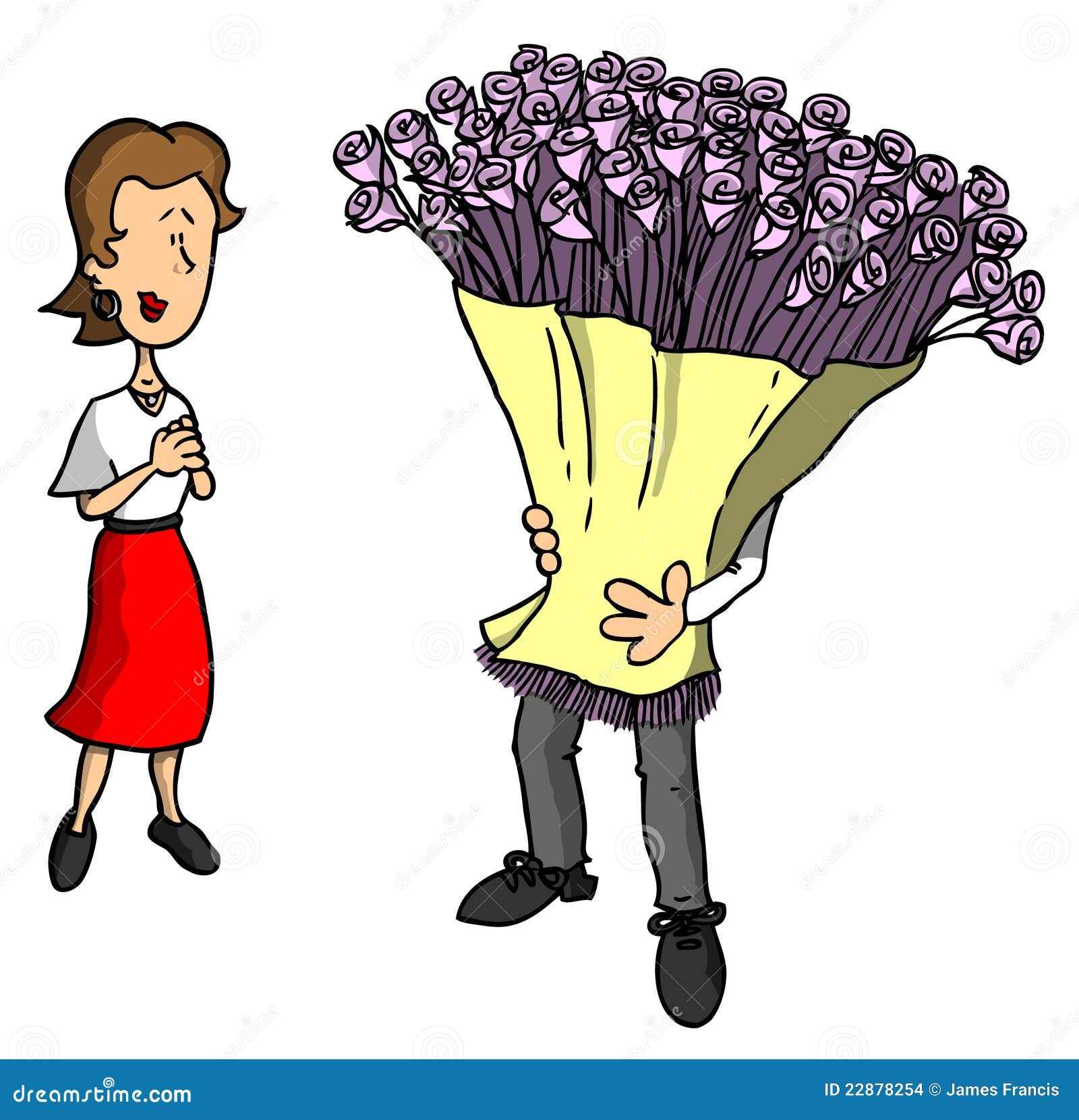 Man delivering flowers stock illustration. Illustration of love 22878254