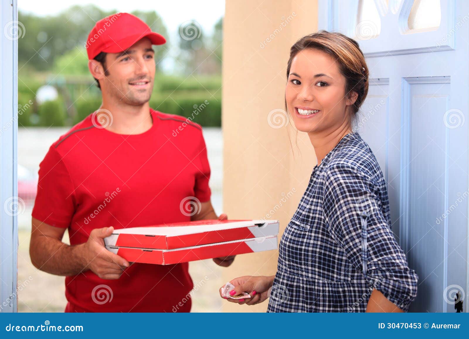 Man delivering pizza stock image. Image of male, italian 30470453