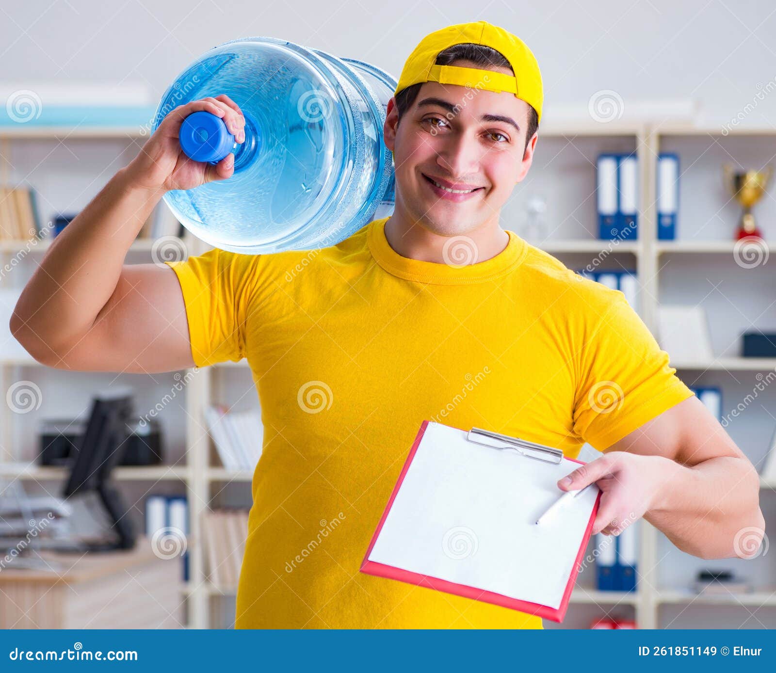 Man Delivering Water Bottle To the Office Stock Image Image of