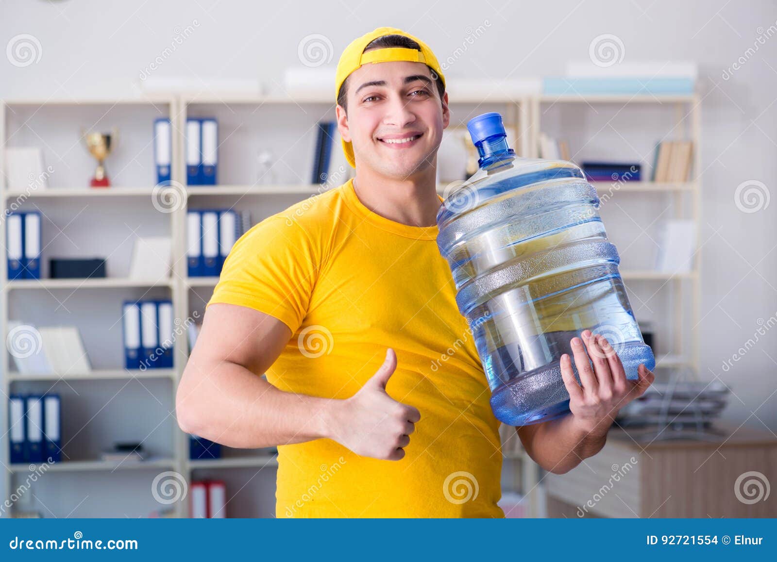 The Man Delivering Water Bottle To the Office Stock Photo Image of