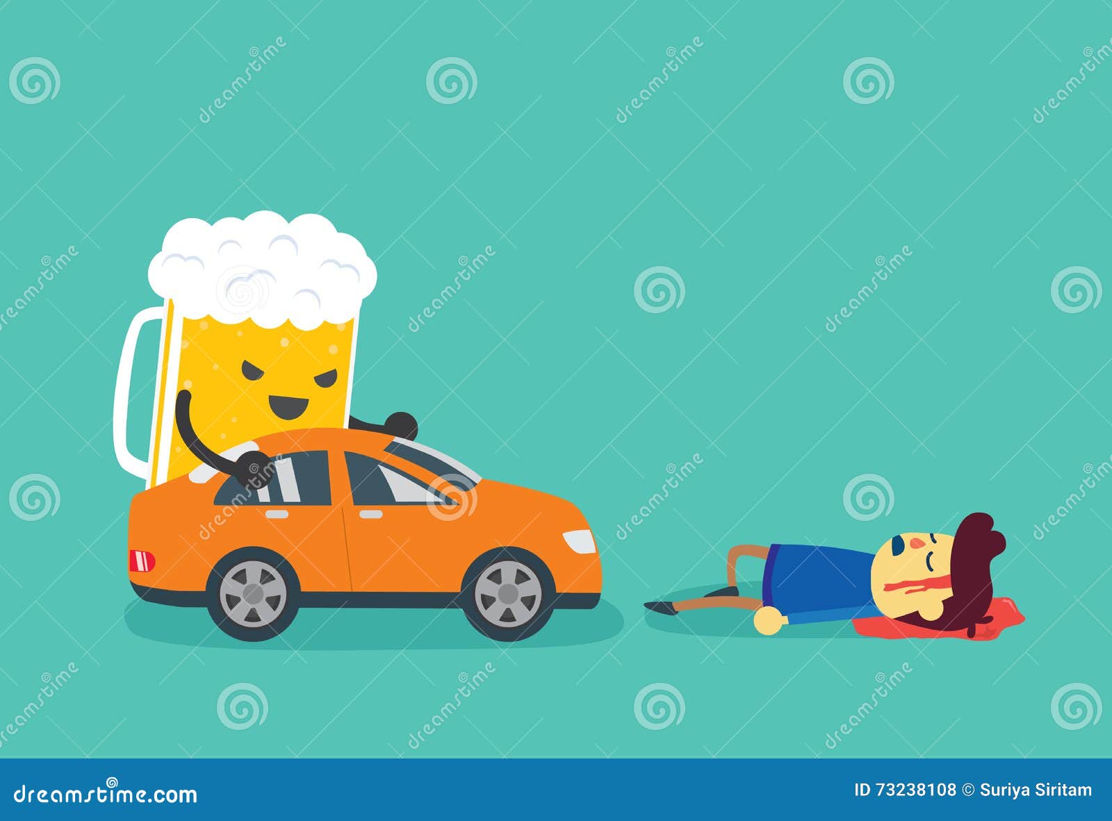 drunk car crash cartoon