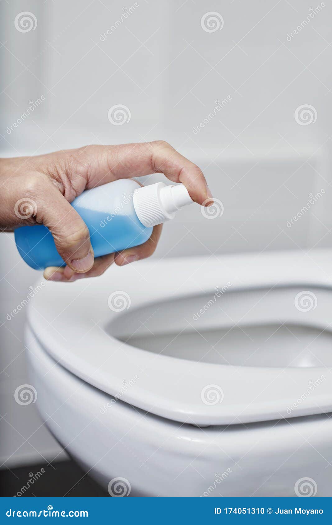 Hand Down Or Raise The Toilet Seat Stock Photo - Image of 