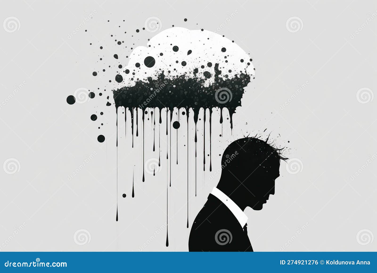 Man Dissolves in Depression Minimalist, Created with Generative AI