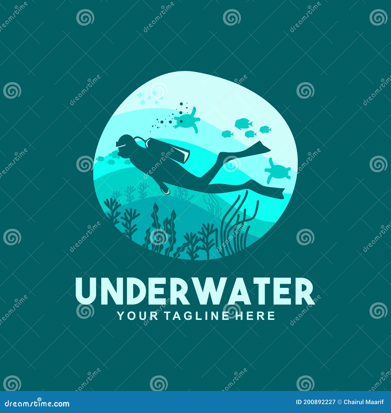 Man Diving Underwater Logo Design Stock Illustration Illustration of