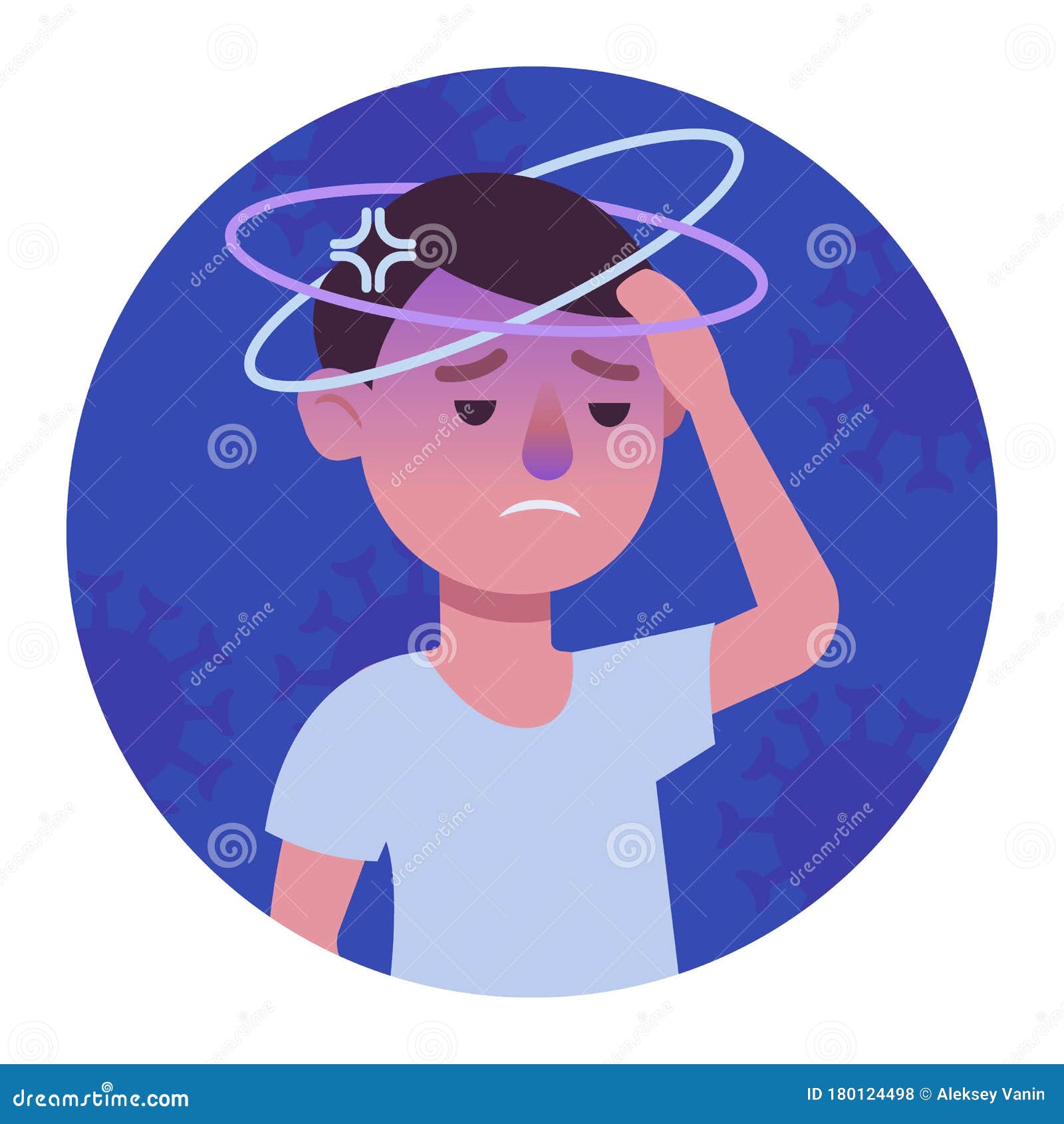 Man with Dizziness and Headache Colorful Pictogram. Stock Vector ...