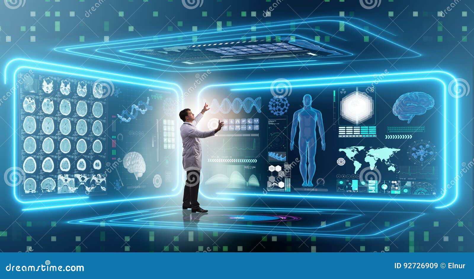 the man doctor in futuristic medicine medical concept