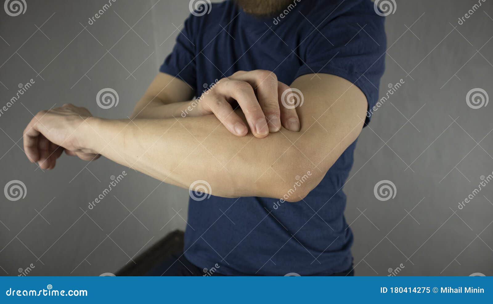 A Man Makes a Self Massage of the Elbow Joint Stock Image Image of