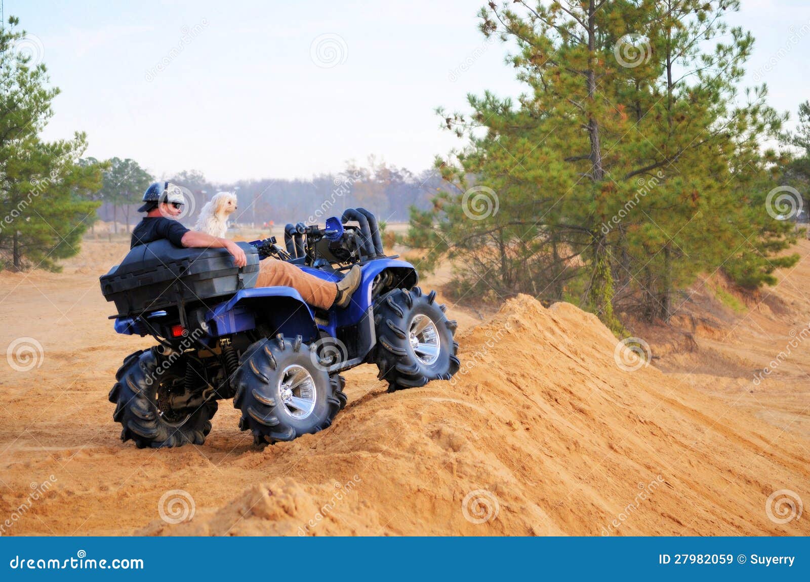 Man And Dog On ATV, Best Friends Royalty Free Stock Images Image