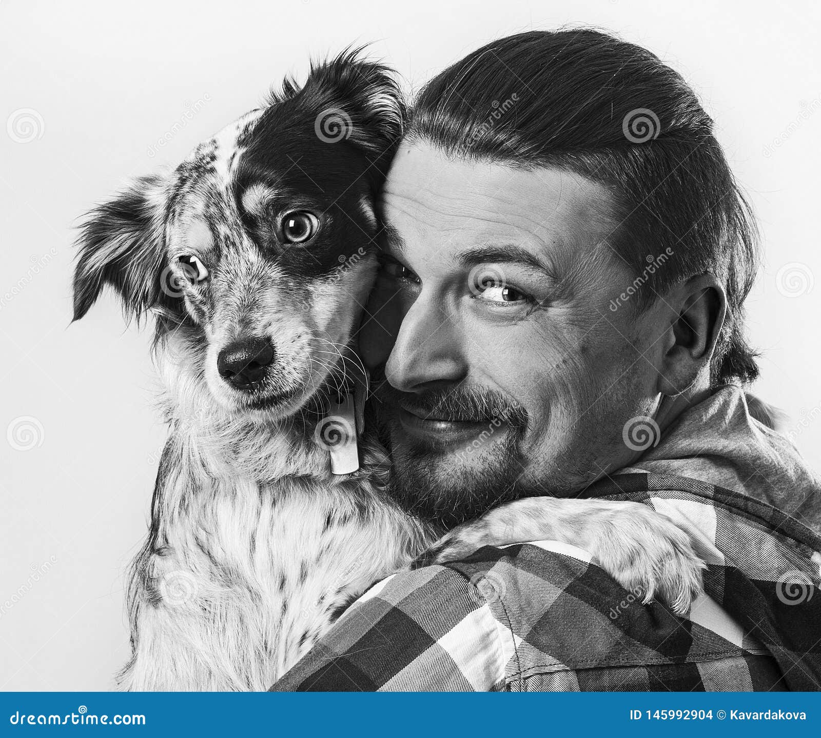 Man and Dog on White Background Stock Photo - Image of closeup