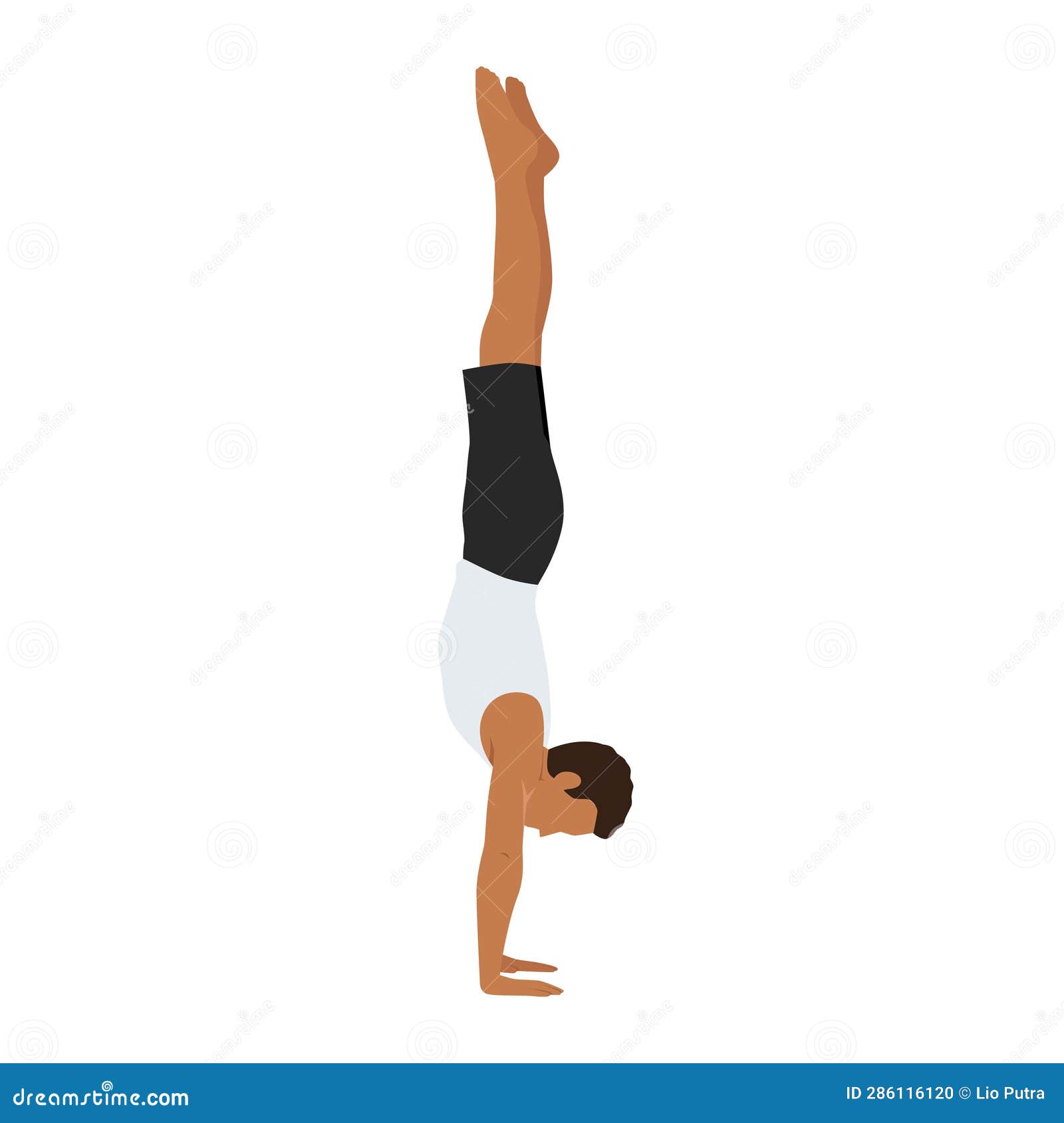 Man Doing Adho Mukha Vrksasana or Handstand Pose Yoga Exercise