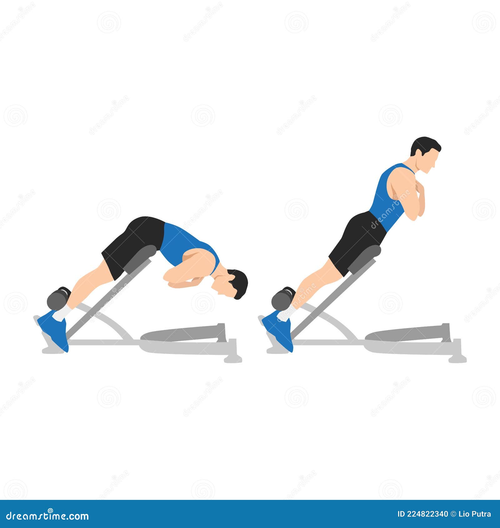 Man Doing Back Extensions. Hyperextensions Exercise Stock Vector Illustration of exercise bodyweight 224822340