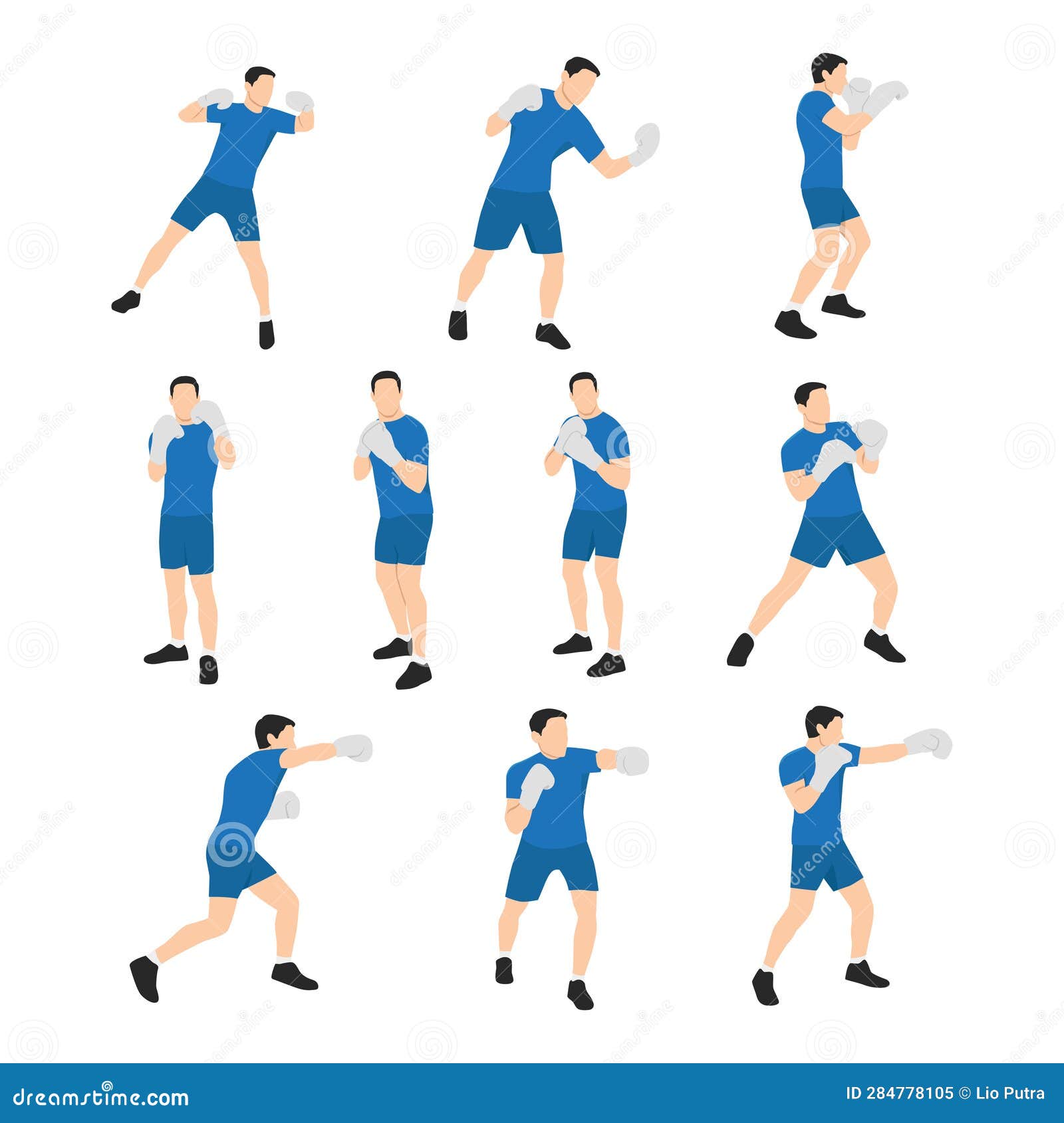 Man Doing Boxing Moves Exercise. Jab Cross Hook and Uppercut Movement Stock Illustration Illustration of workout vector 284778105